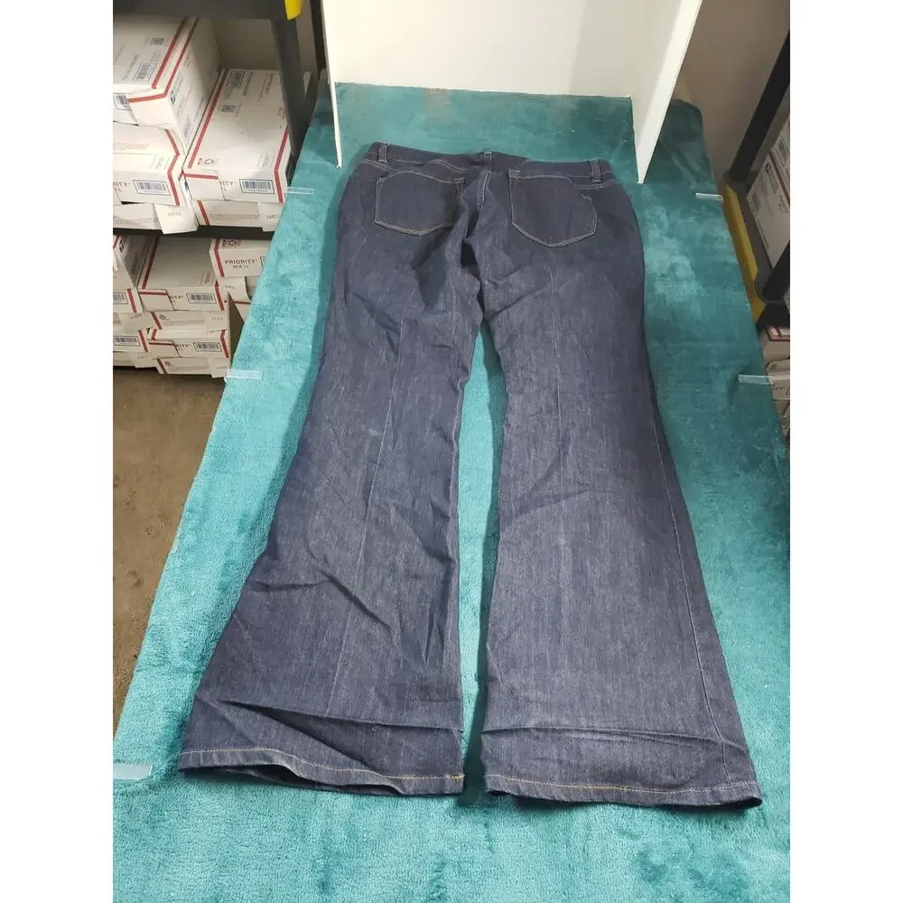 Loft Jeans Size 10 Women Blue Pants Denim Stretch Mid Rise Curvy Flared Wide Leg